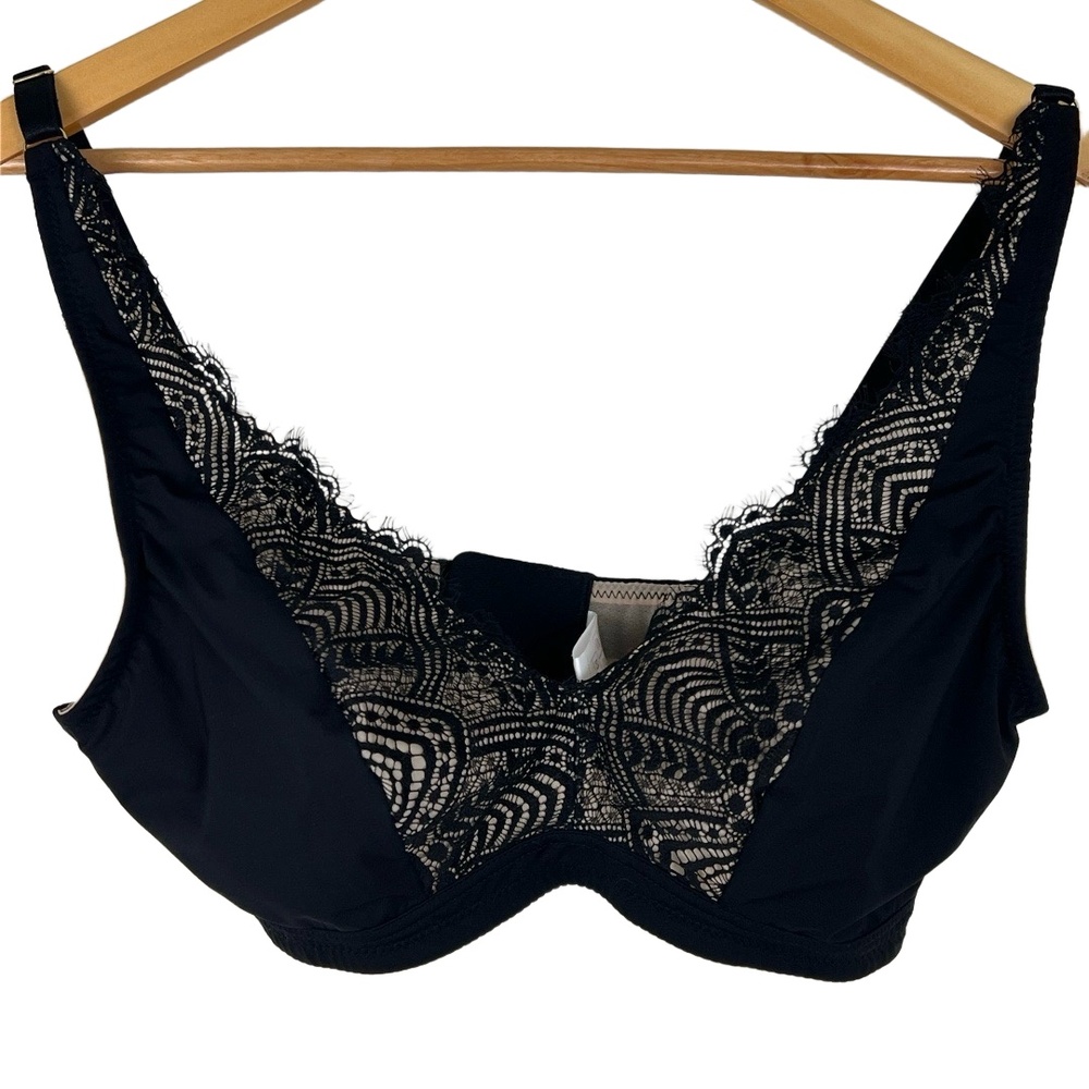 Shapellx Shapewear Bra Large Black Lace Eyelash Fringe Padded Sexy Lingerie Sexy